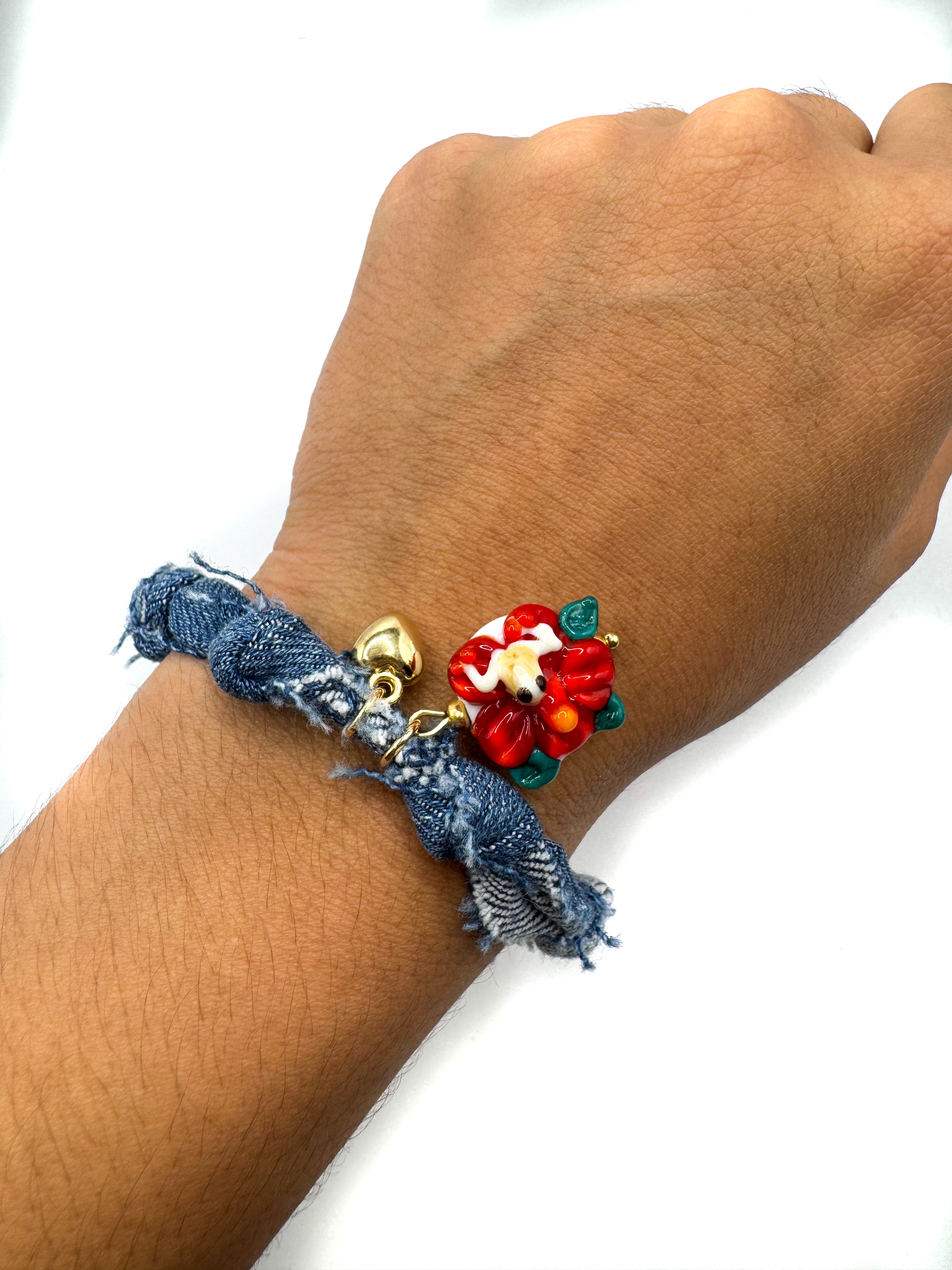 Coquí + amapola denim bracelet