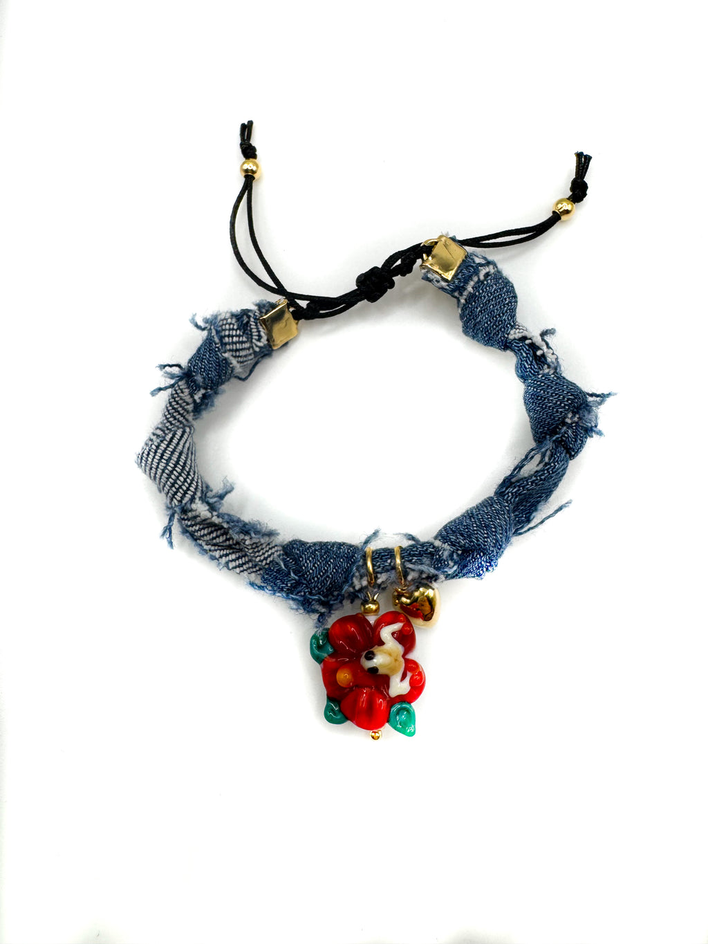 Coquí + amapola denim bracelet